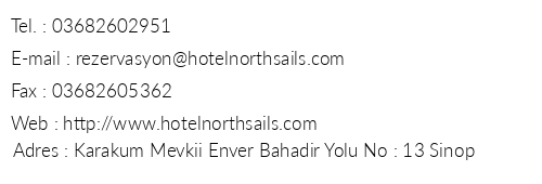 Hotel North Sails telefon numaralar, faks, e-mail, posta adresi ve iletiim bilgileri
